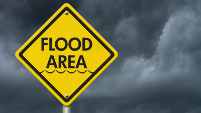 photo of a sign stating flood area