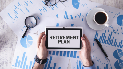 photo of a sign saying retirement plan